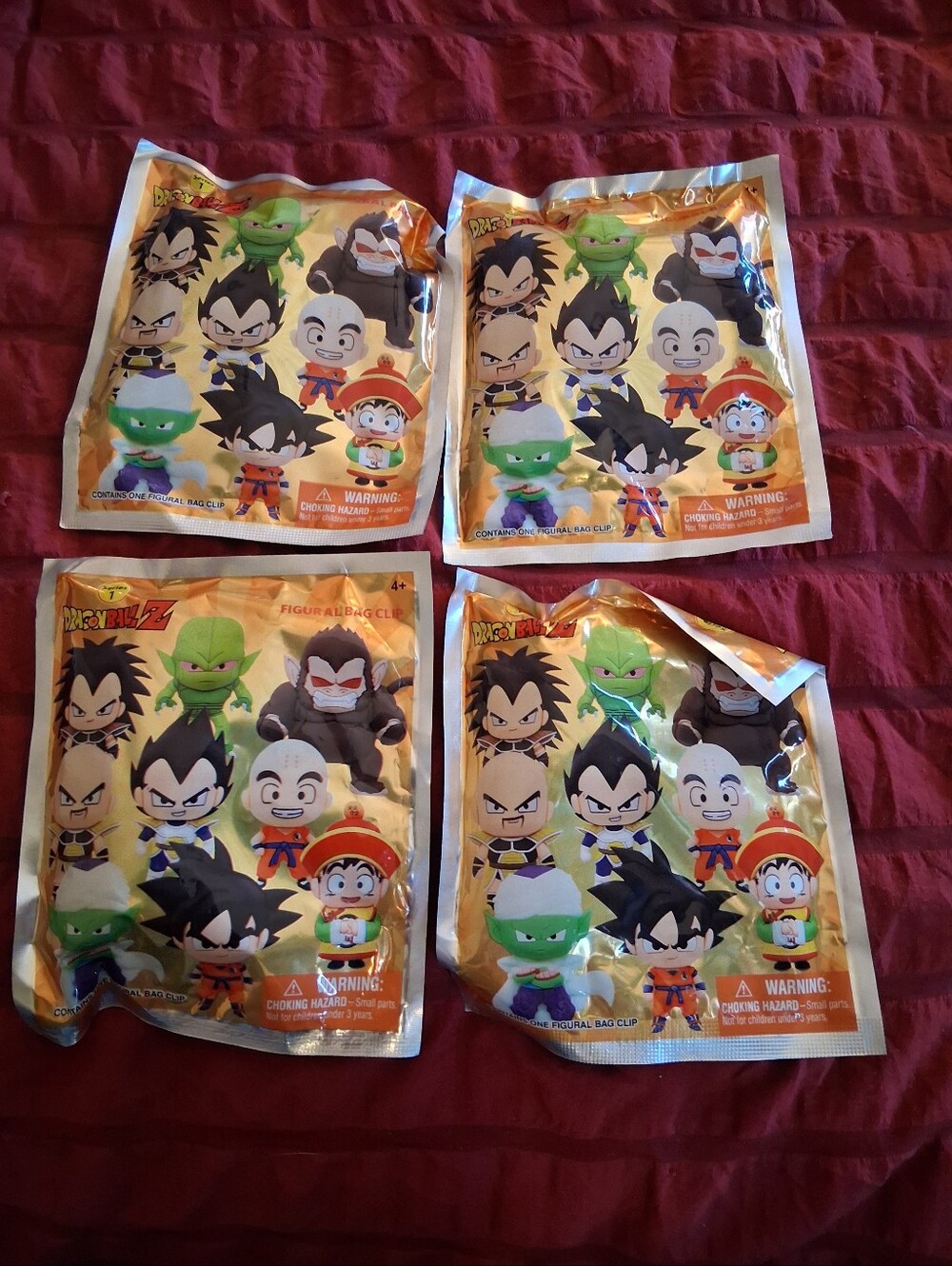 Lot of 4 Dragon Ball Z Series 1 Monogram 3D Figural Bag Clips Blind Bags 2017